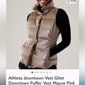 Athleta Downtown puffer vest- Mauve- EUC- Medium